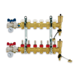 COLECTOR DE LATÓN PARA SUELO RADIANTE TIEMME FLOOR PREMONTADO 3873J CON CAUDALIMETRO