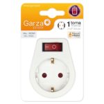 ADAPTADOR GARZA 1 TOMA CON INTERRUPTOR Y TOMA DE TIERRA