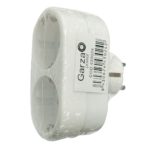 ADAPTADOR GARZA 2 TOMAS FRONTALES CON TOMA TIERRA RETRACTIL