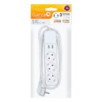 REGLETA GARZA 3 TOMAS + 2 USB CON CABLE 1,5mm-1,4m BLANCO