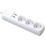 REGLETA GARZA 3 TOMAS + 2 USB CON CABLE 1,5mm-1,4m BLANCO - Imagen 2