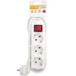 REGLETA GARZA 3 TOMAS CON INTERRUPTOR Y CABLE 1,5mm-1,4m BLANCO
