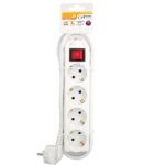 REGLETA GARZA 4 TOMAS CON INTERRUPTOR Y CABLE 1,5mm-1,4m BLANCO