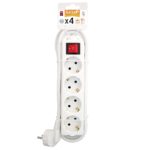 REGLETA GARZA 4 TOMAS CON INTERRUPTOR Y CABLE 1,5mm-3m BLANCO