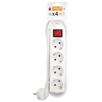 REGLETA GARZA 4 TOMAS CON INTERRUPTOR Y CABLE 1,5mm-5m BLANCO