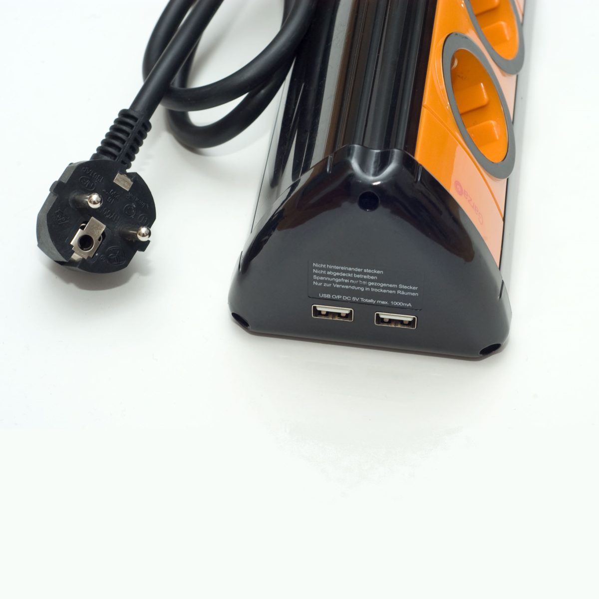 REGLETA GARZA 5 TOMAS + 2 USB CON CABLE 1,5mm-1,4m NARANJA - Imagen 4