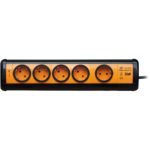 REGLETA GARZA 5 TOMAS + 2 USB CON CABLE 1,5mm-1,4m NARANJA - Imagen 2