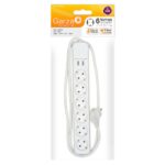 REGLETA GARZA 6 TOMAS + 2 USB CON CABLE 1,5mm-1,4m BLANCO