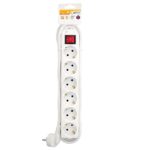 REGLETA GARZA 6 TOMAS CON INTERRUPTOR Y CABLE 1,5mm-1,4m BLANCO