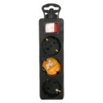 REGLETA GARZA CON 3 TOMAS CON INTERRUPOR SIN CABLE - NEGRO