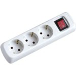 REGLETA GARZA CON 3 TOMAS + INTERRUPTOR SIN CABLE - BLANCO