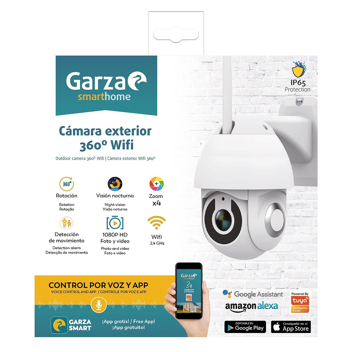 Garza Smart Home Cámara IP de interior inteligente WiFi (Sistemas  soportados: Sistema Smart Home Garza, 360 °)