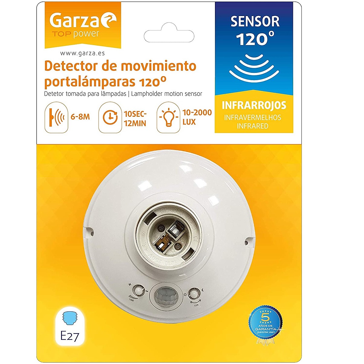 Detector de Movimiento - Infrarrojo con Enchufe 120º – Garza