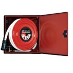 BOCA DE INCENDIO ABATIBLE MOD. PLUSPC CON MANGUERA SEMIRRIGIDA Ø25mm – 20m ARMARIO ROJO-PUERTA CIEGA ROJA
