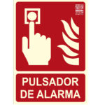 CARTEL FOTOLUMINISCENTE PULSADOR ALARMA 297X210