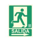CARTEL FOTOLUMINISCENTE SALIDA FLECHA DERECHA 210X297